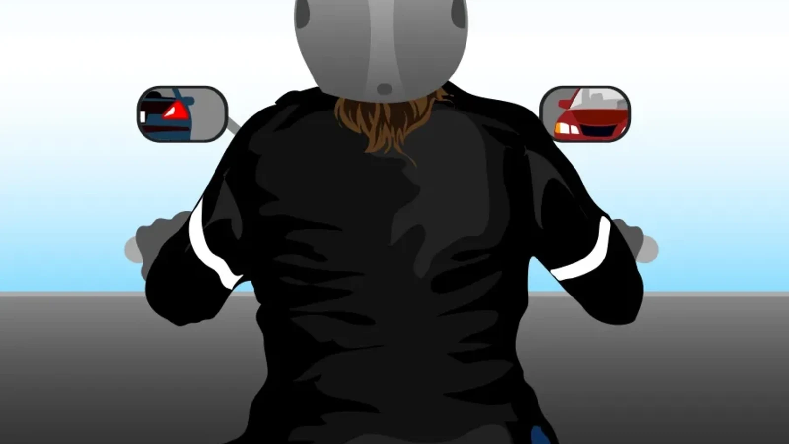 Motocycliste adoptant une position sécuritaire dans une courbe